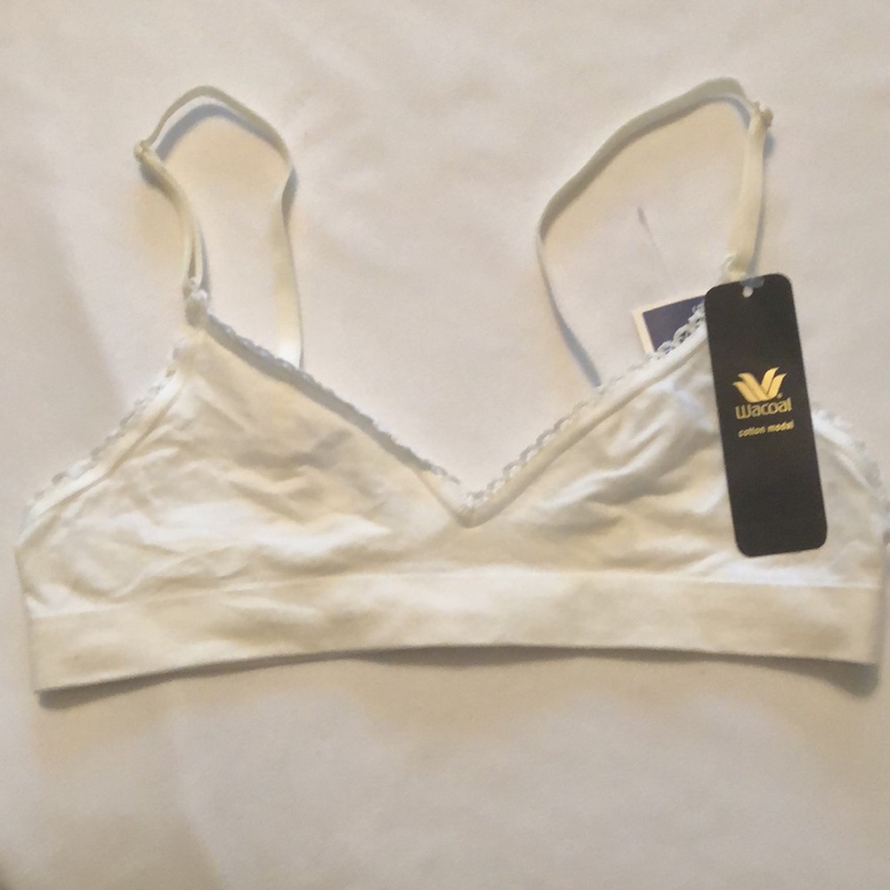Wacoal White Cream Lace Trim Training Bra for little girls size 36 Cotton Modal
